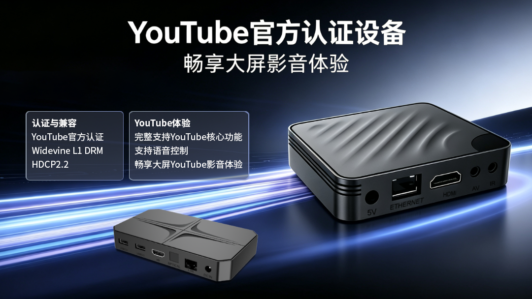 官方认证加持｜艾科 H626 机顶盒，解锁正版 YouTube TV 完整体验